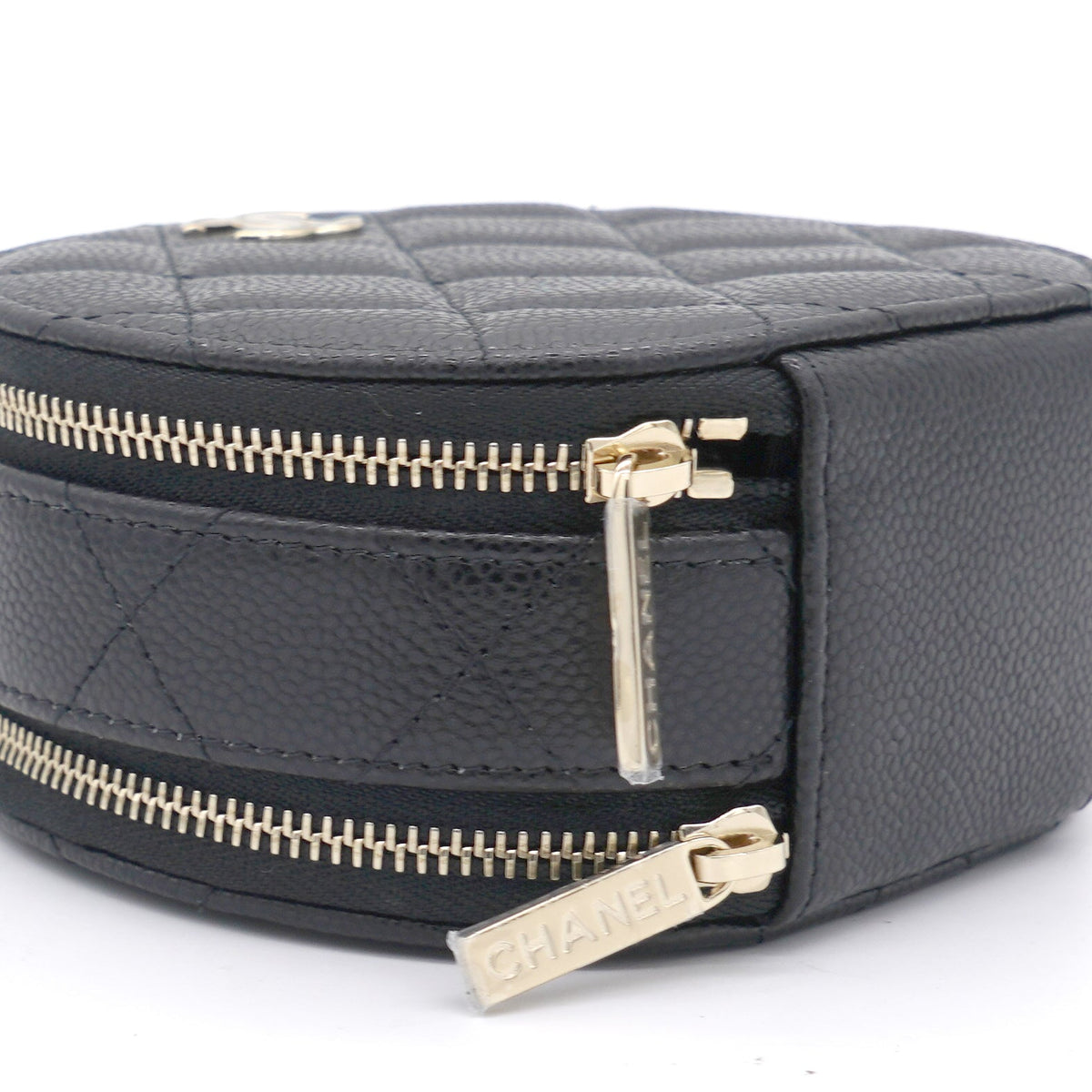 Chanel Mini Round Purse Vanity Caviar Leather Black