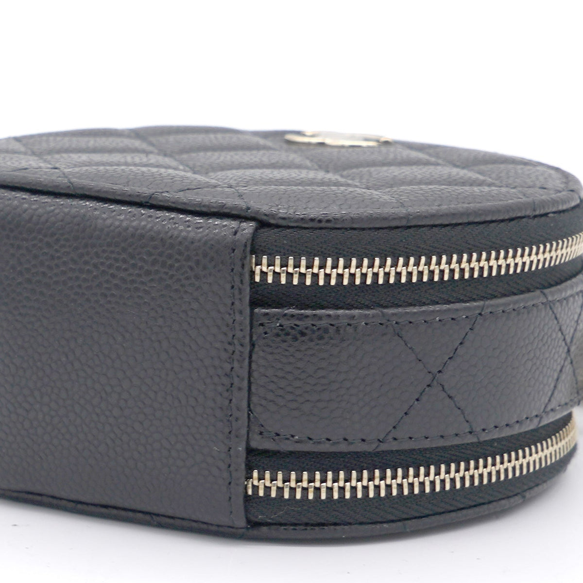 Chanel Mini Round Purse Vanity Caviar Leather Black