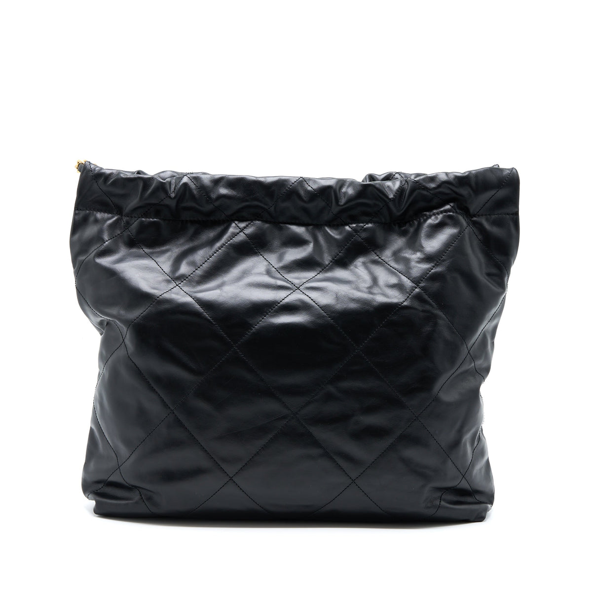 Chanel Medium 22 Bag White Letter Shiny Calfskin Black GHW (Microchip)