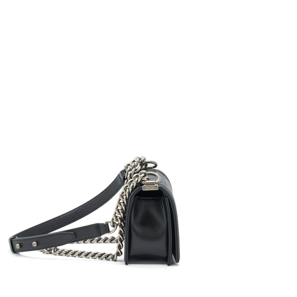 Chanel Small Boy Bag Caviar Black Ruthenium Sliver Hardware (Microchip）