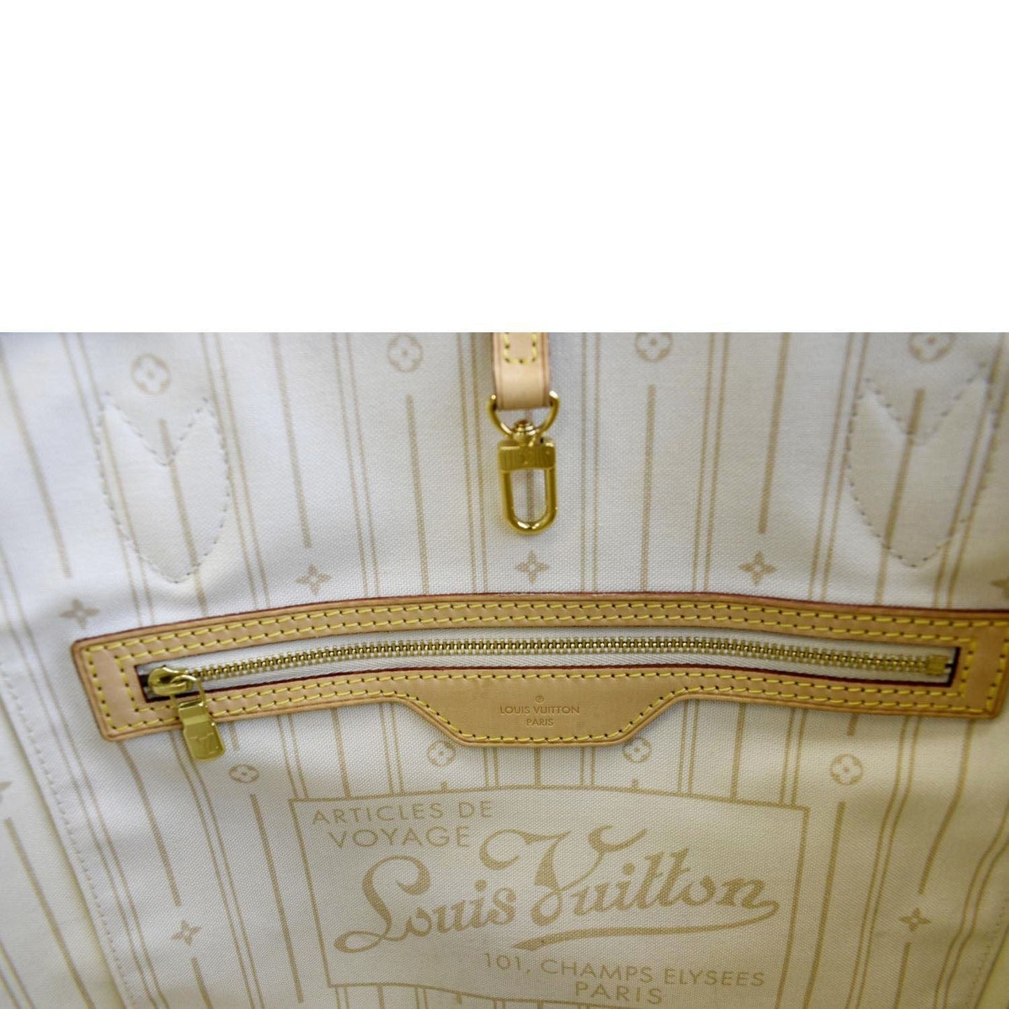 LOUIS VUITTON Neverfull MM Damier Azur Shoulder Bag White