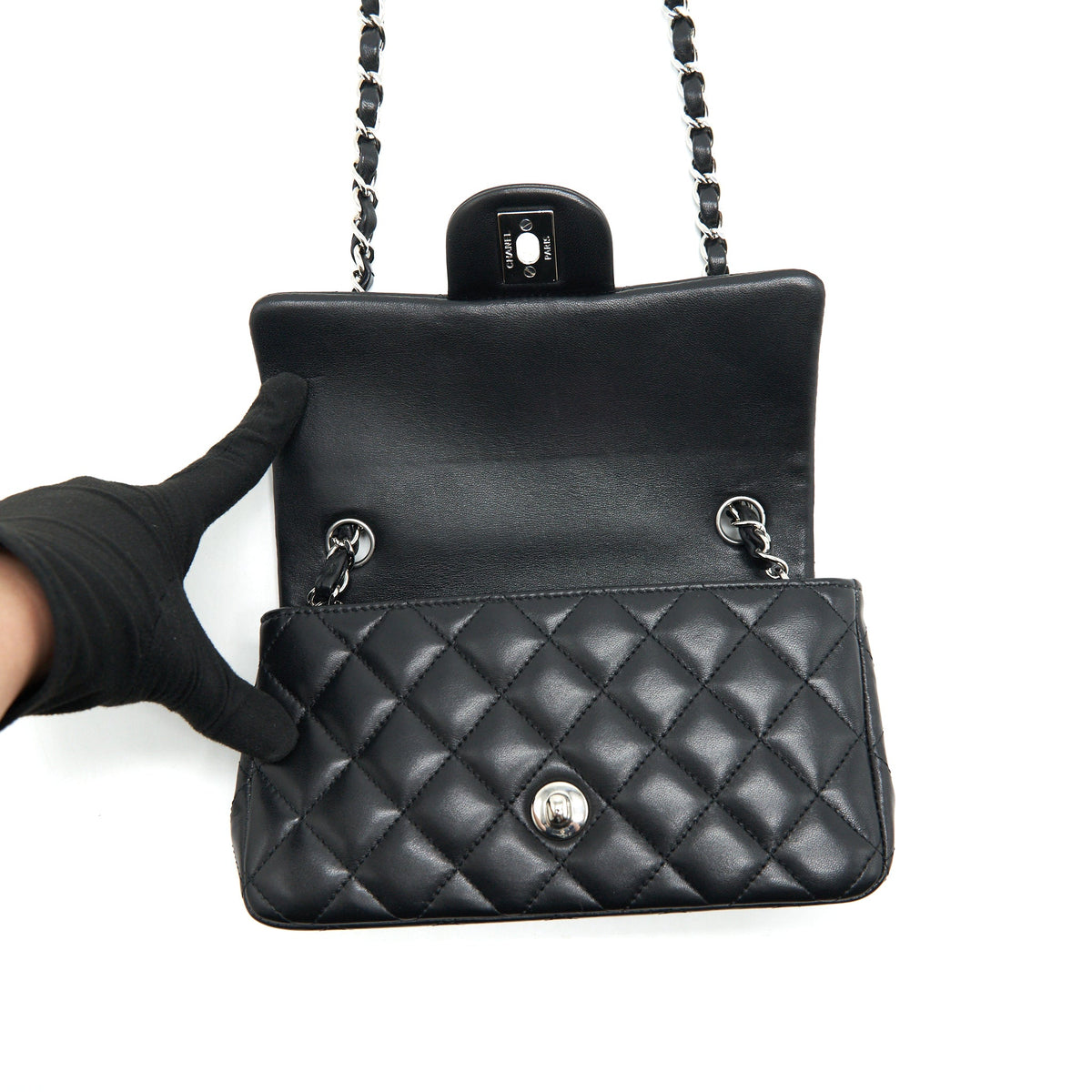 Chanel mini Rectangular Flap bag Lambskin black SHW