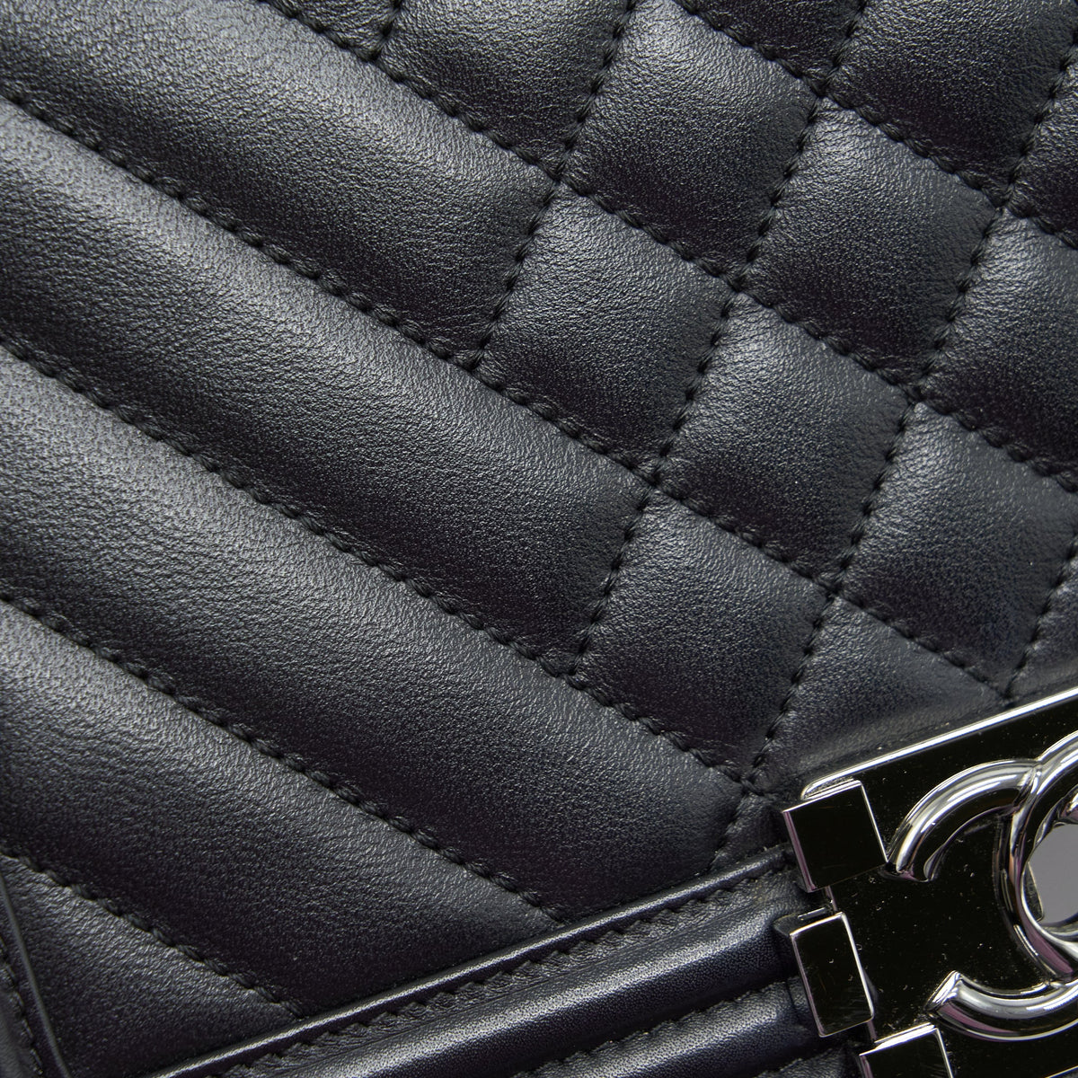 Chanel Medium Boy Bag Quilted And Chevron Calfskin Black SHW