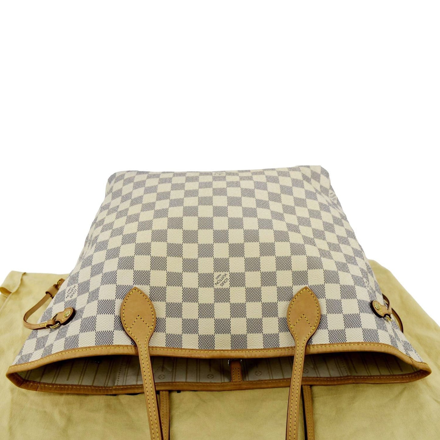LOUIS VUITTON Neverfull MM Damier Azur Shoulder Bag White