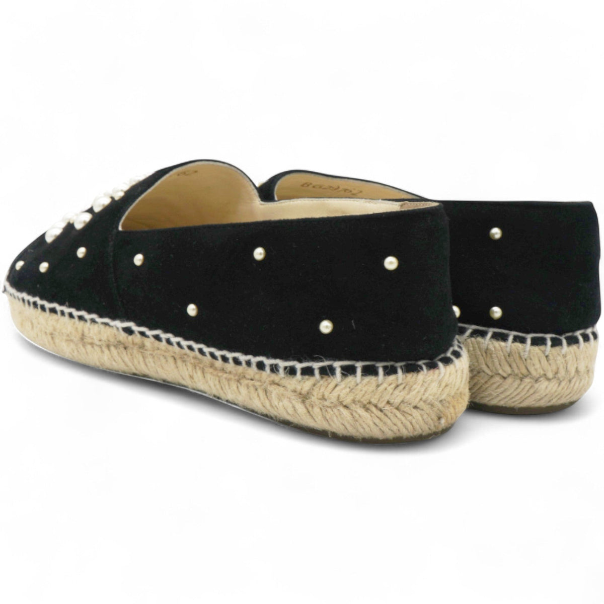 Chanel Suede Pearl CC Espadrilles Black Size38