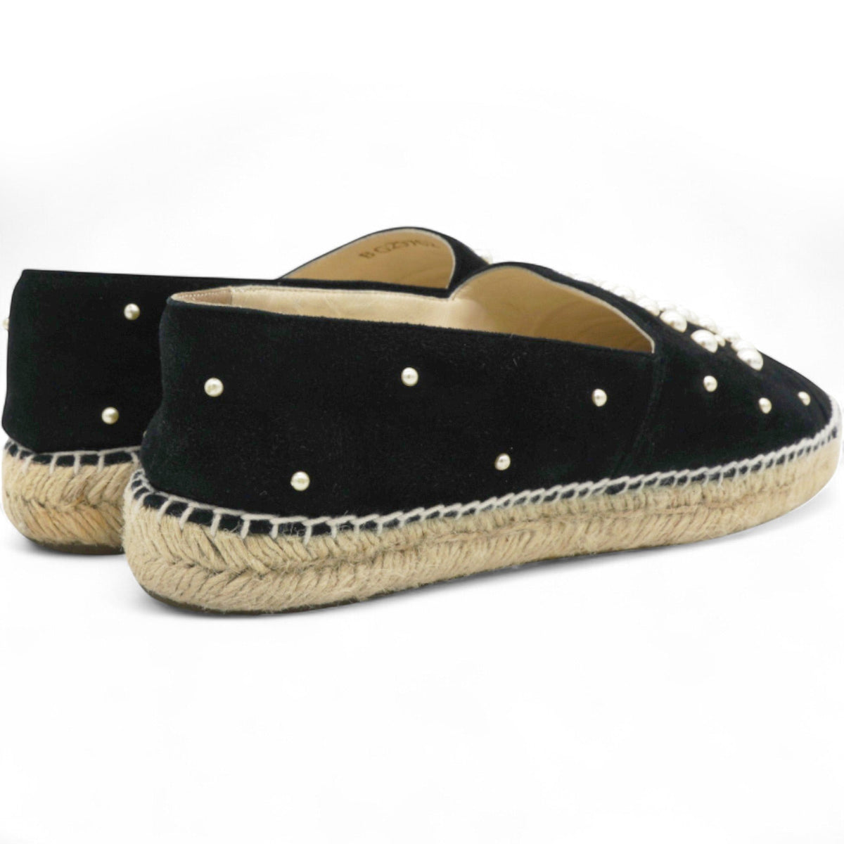 Chanel Suede Pearl CC Espadrilles Black Size38