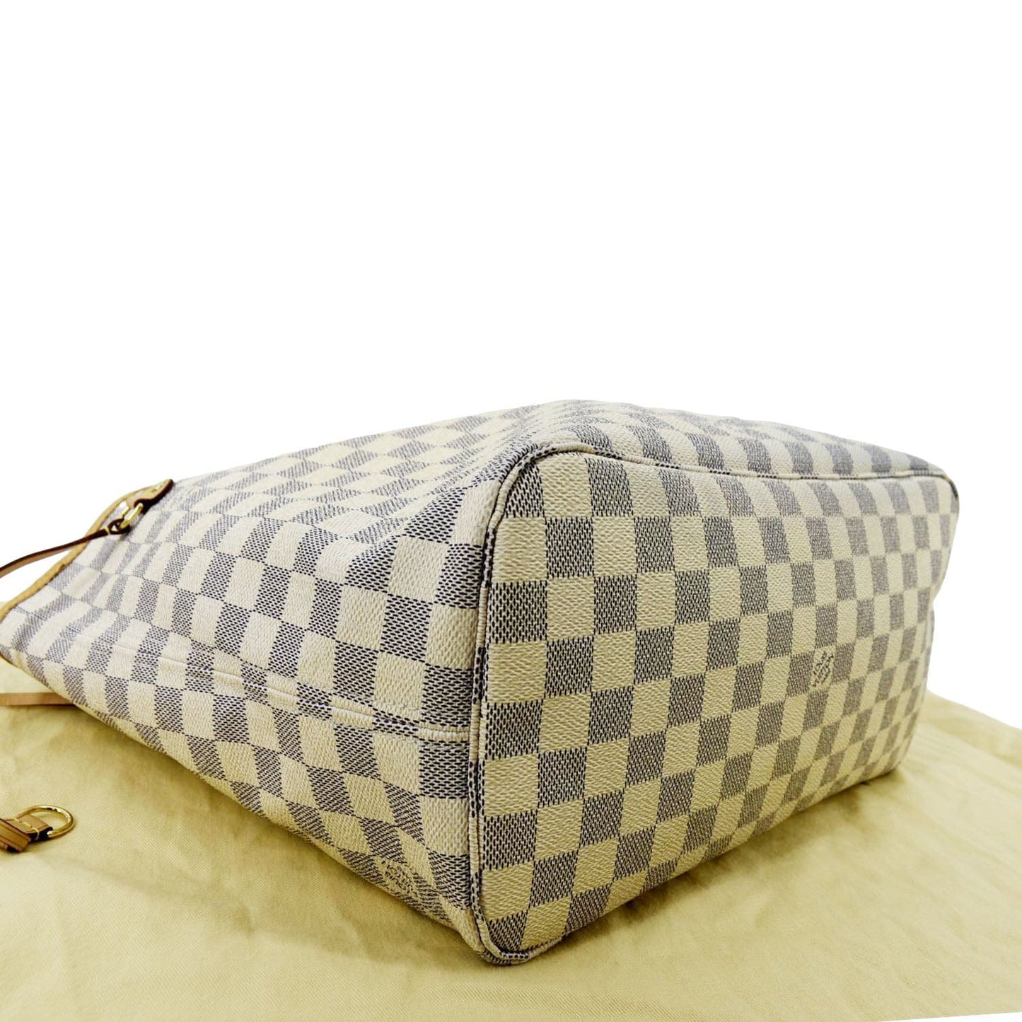 LOUIS VUITTON Neverfull MM Damier Azur Shoulder Bag White