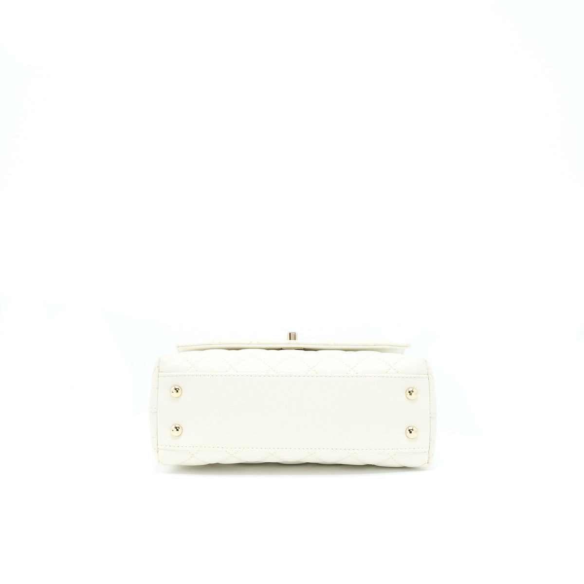 Chanel Small Coco Handle Caviar White LGHW (Microchip)