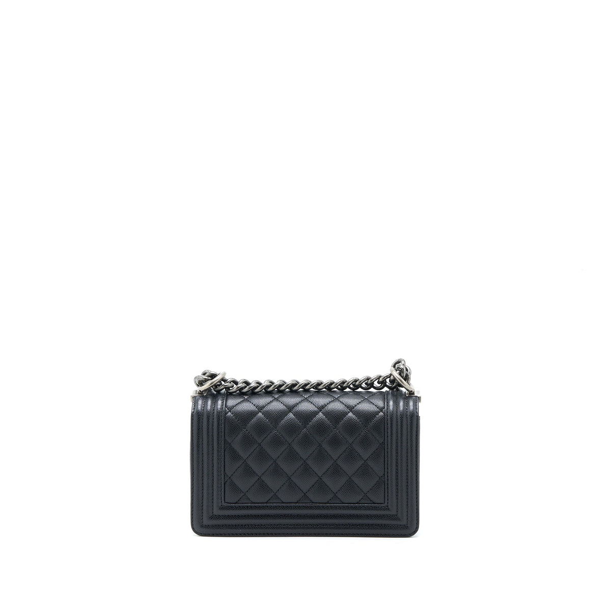 Chanel Small Boy Bag Caviar Black Ruthenium SHW (Microchip)