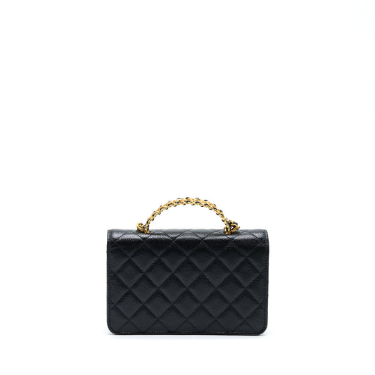 Chanel Letter Top Handle Wallet On Chain Caviar Black GHW (Microchip)