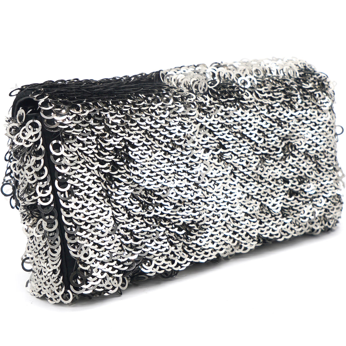 Chanel Sequin Small Single Flap Black White