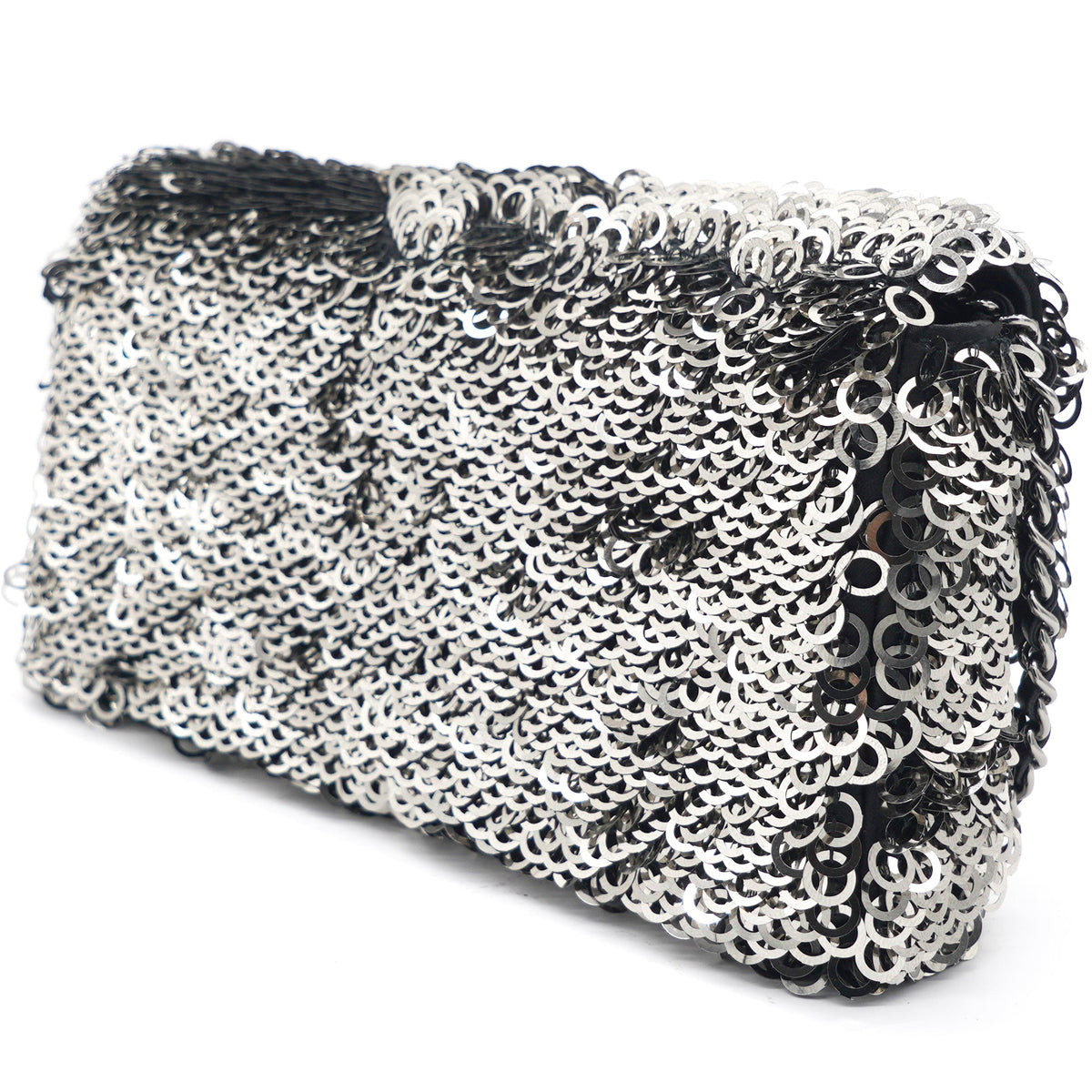 Chanel Sequin Small Single Flap Black White