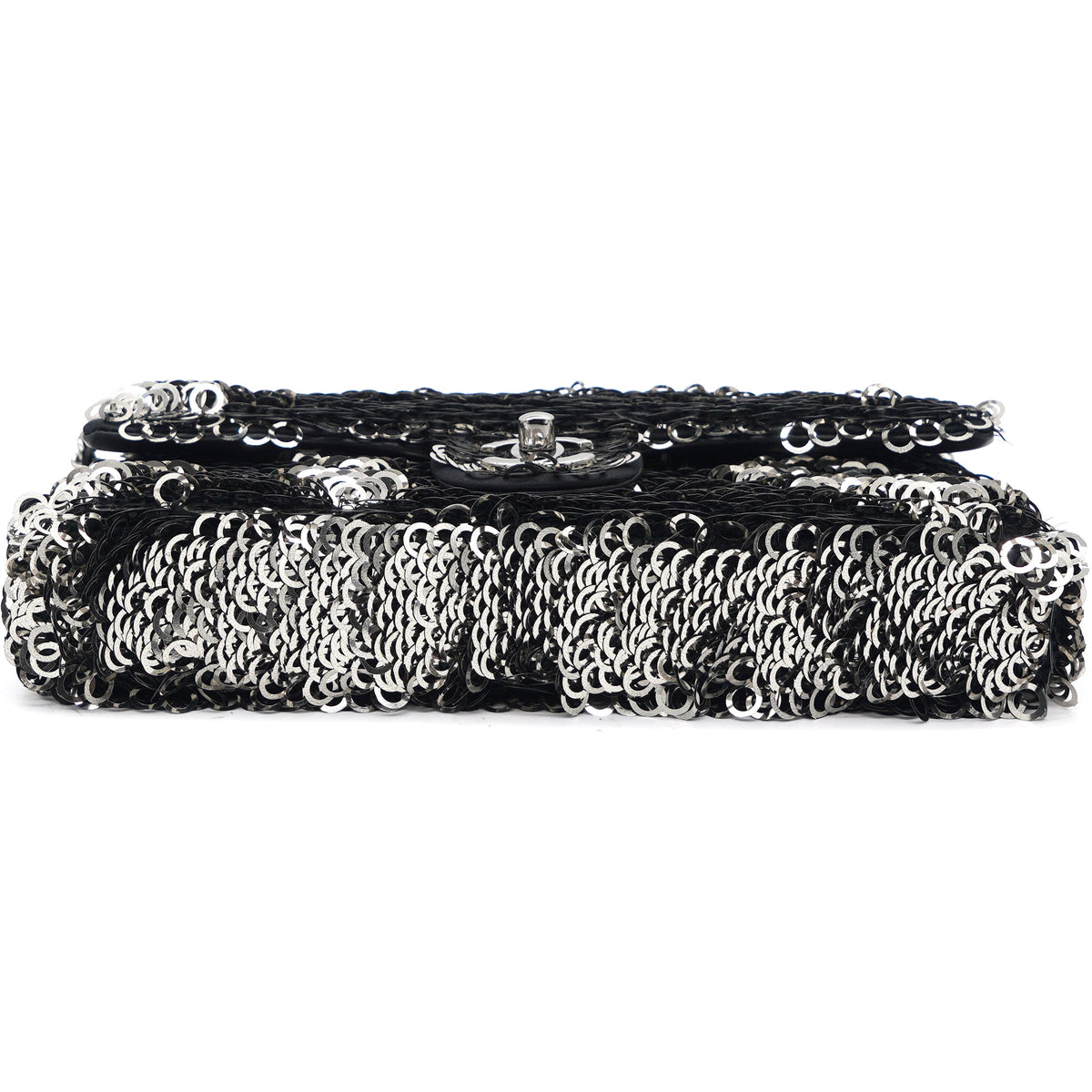 Chanel Sequin Small Single Flap Black White