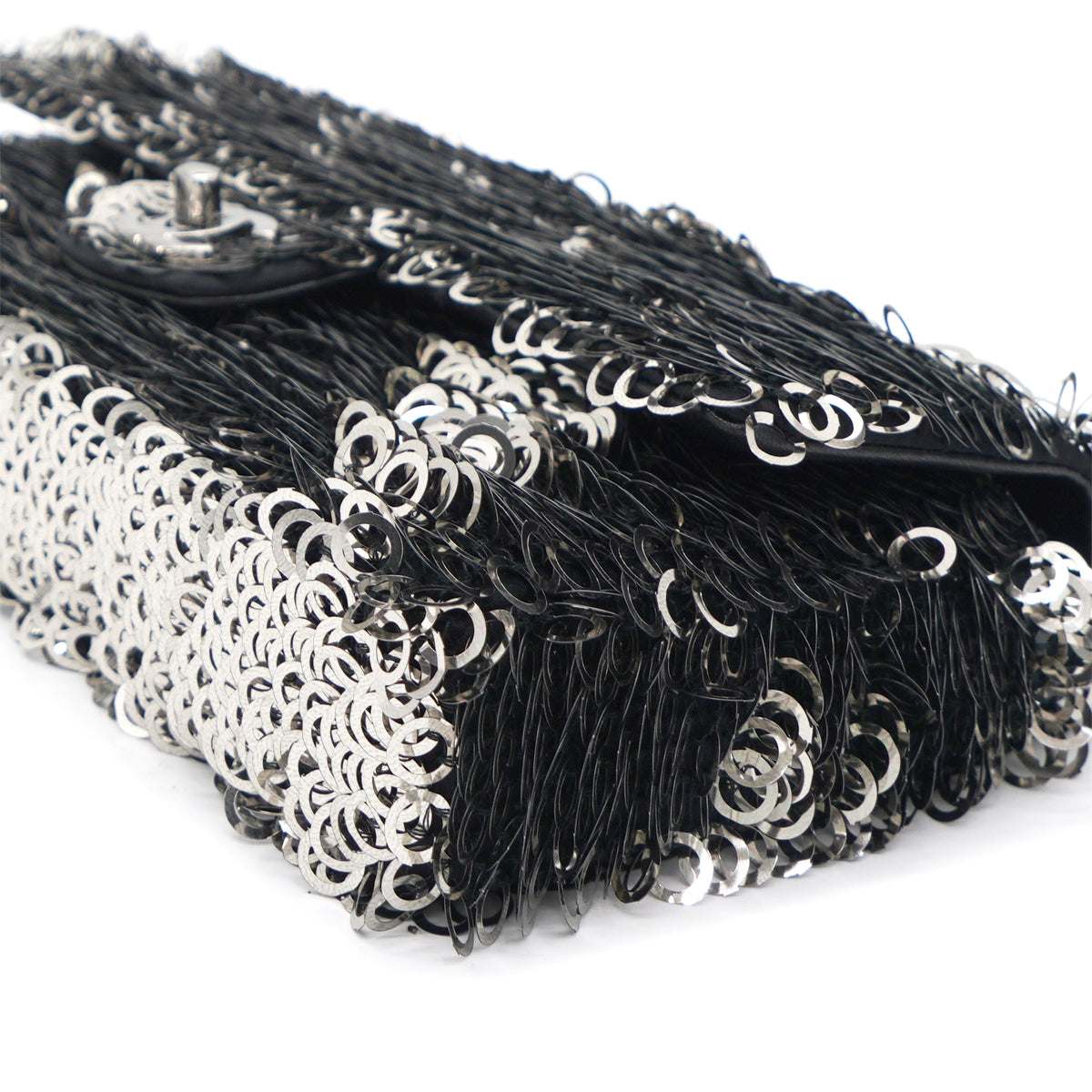 Chanel Sequin Small Single Flap Black White