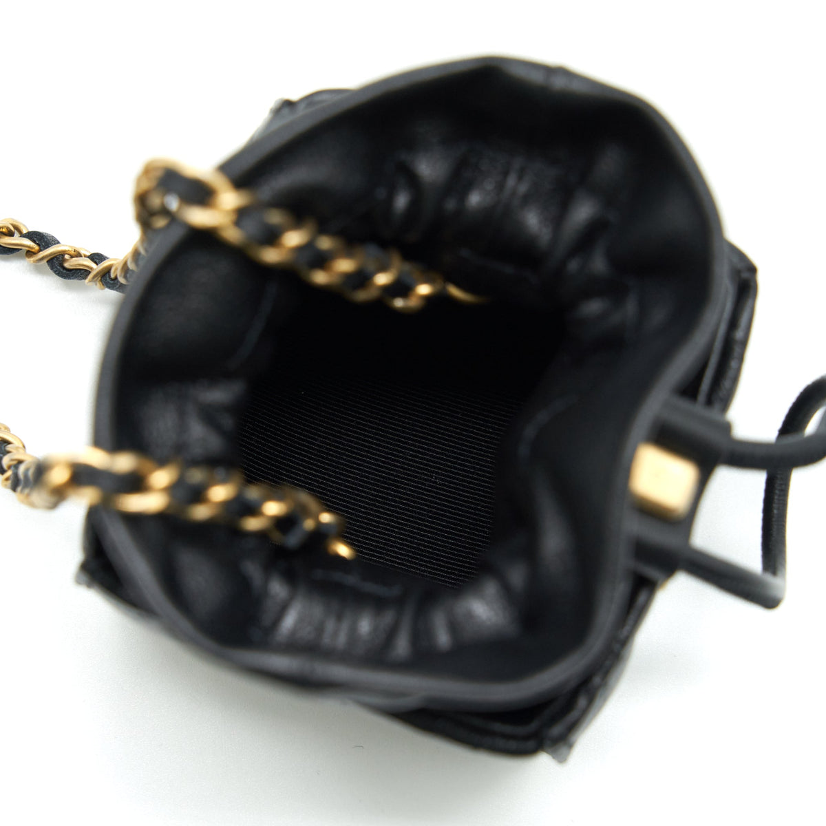 Chanel Mini Vanity Pouch With Chain Lambskin Black GHW
