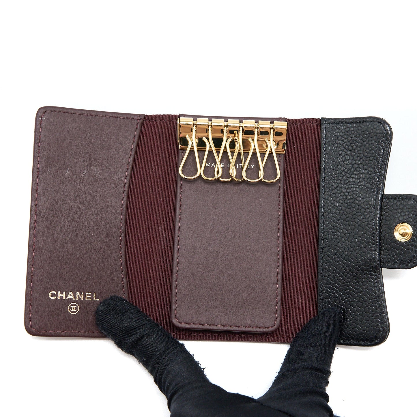 Chanel Flap Key Holder Caviar Black GHW