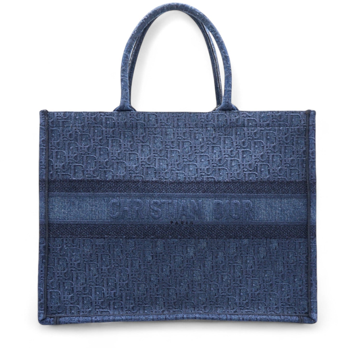 Dior Oblique Denim Book Tote Denim Blue Large