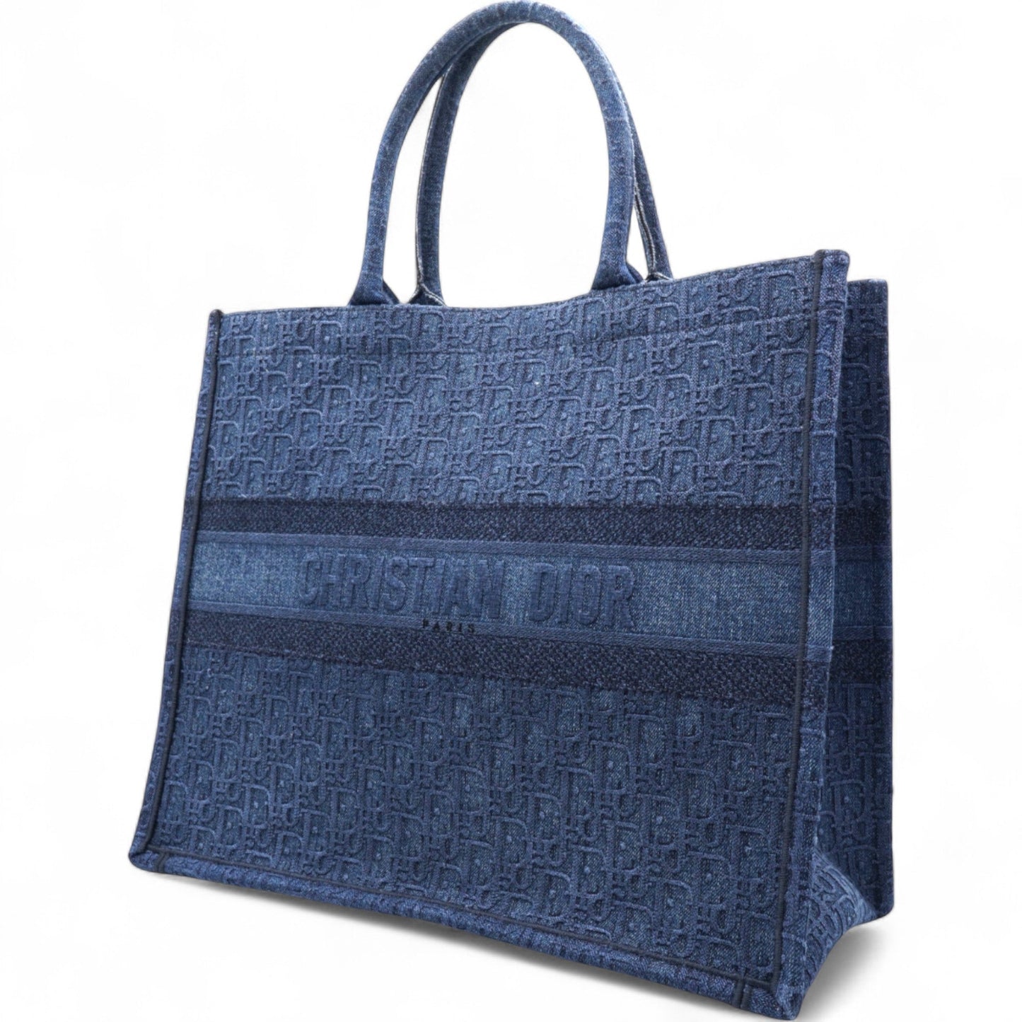 Dior Oblique Denim Book Tote Denim Blue Large