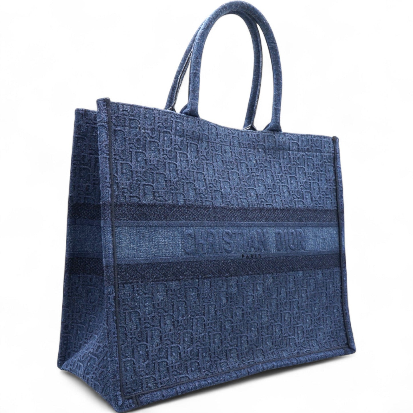 Dior Oblique Denim Book Tote Denim Blue Large