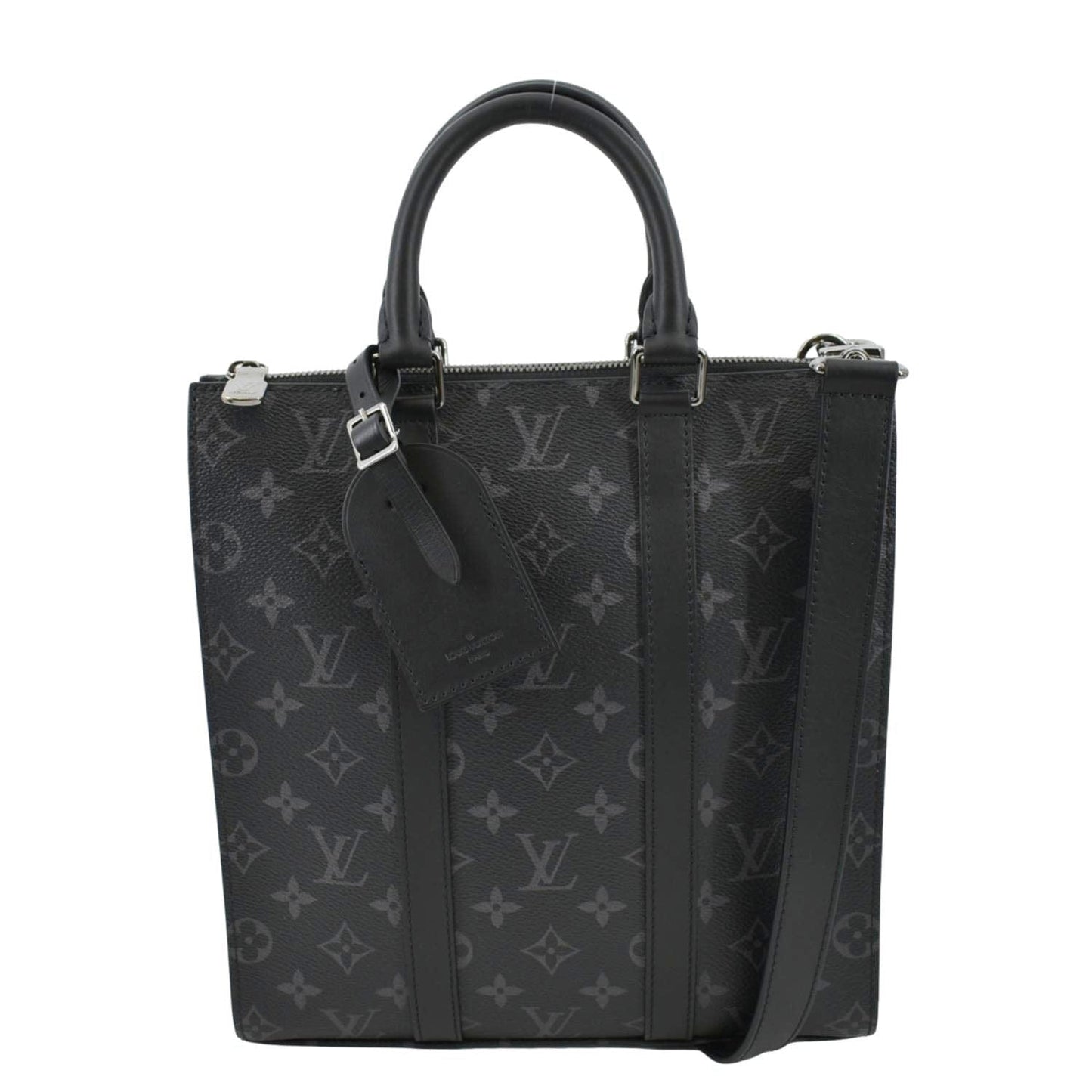 LOUIS VUITTON Sac Plat Monogram Eclipse Tote Shoulder Bag Black