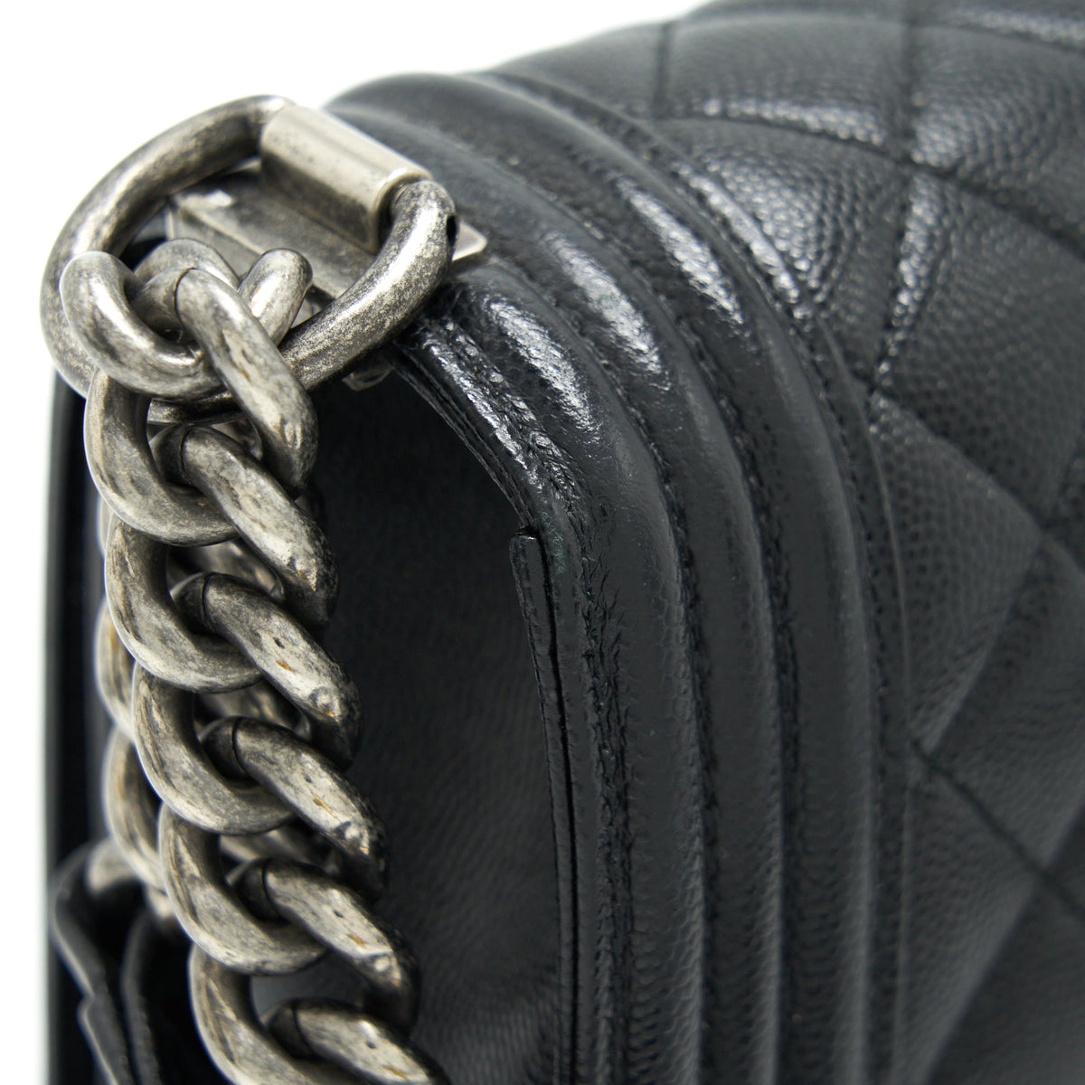 Chanel Small Boy Bag Caviar Black Ruthenium Sliver Hardware