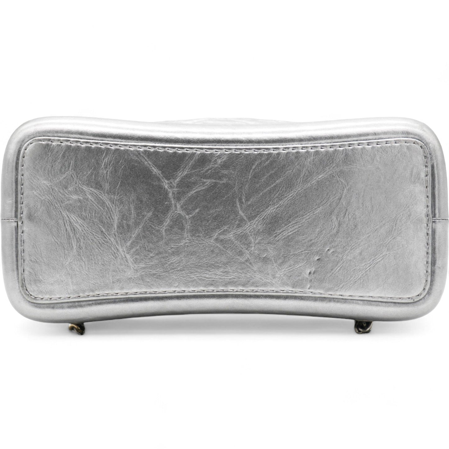 Chanel Metallic Crumpled Calfskin Quilted Gabrielle Backpack Silver