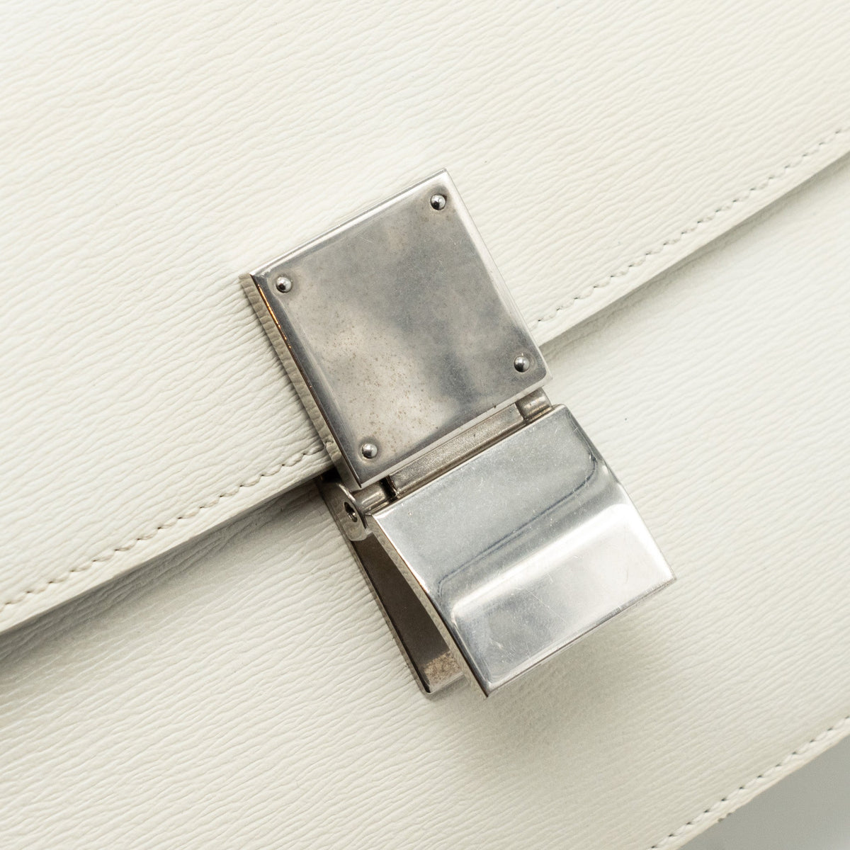 Celine Medium Classic Box Bag Calfskin White SHW