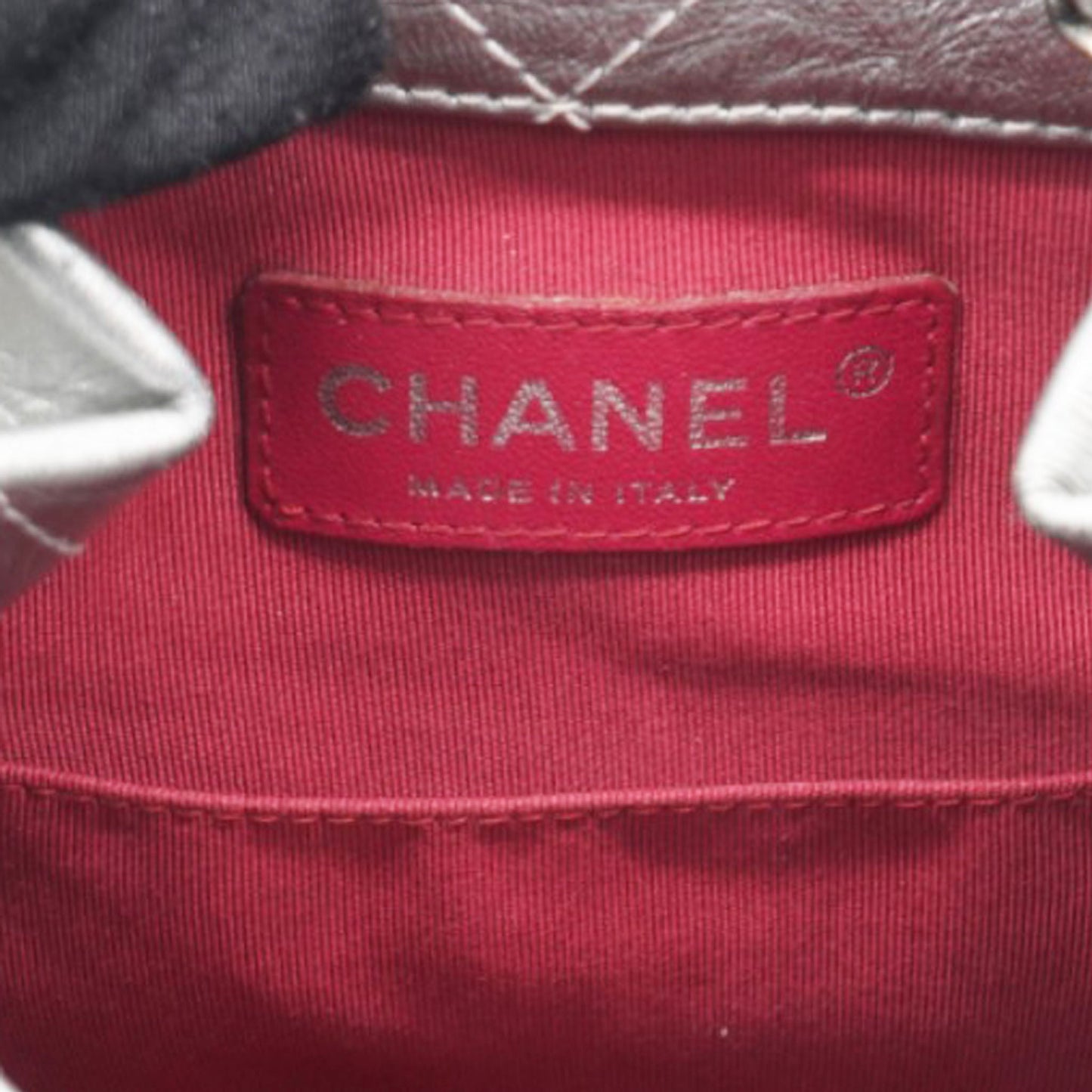 Chanel Metallic Crumpled Calfskin Quilted Gabrielle Backpack Silver