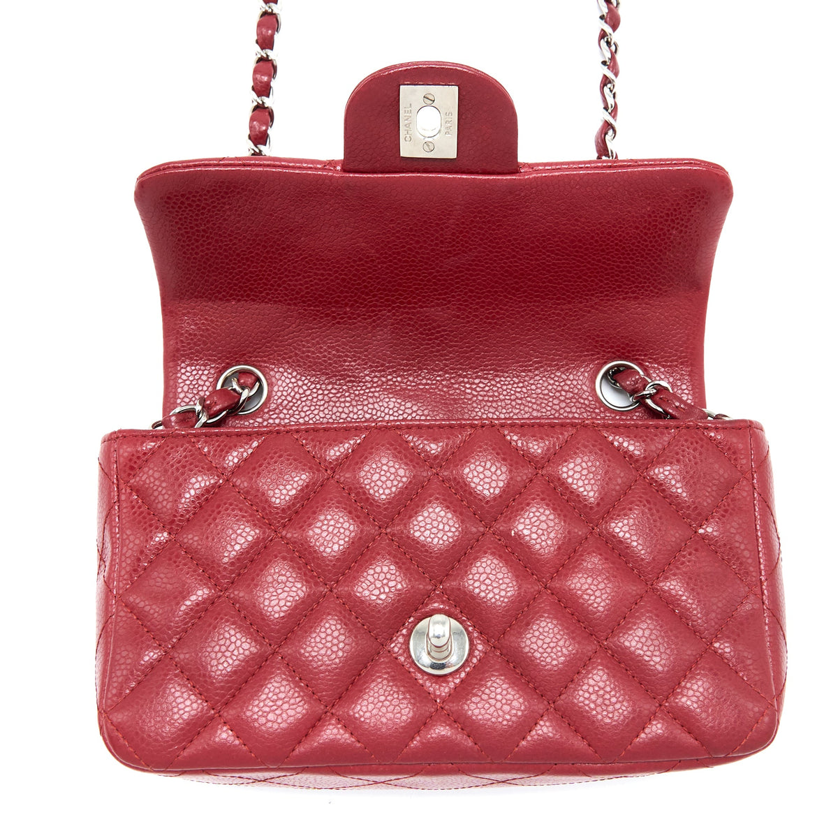 Chanel Mini Rectangular Flap Bag Caviar Red SHW