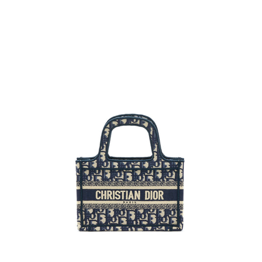 Dior Mini Book Tote Blue Oblique Embroidery