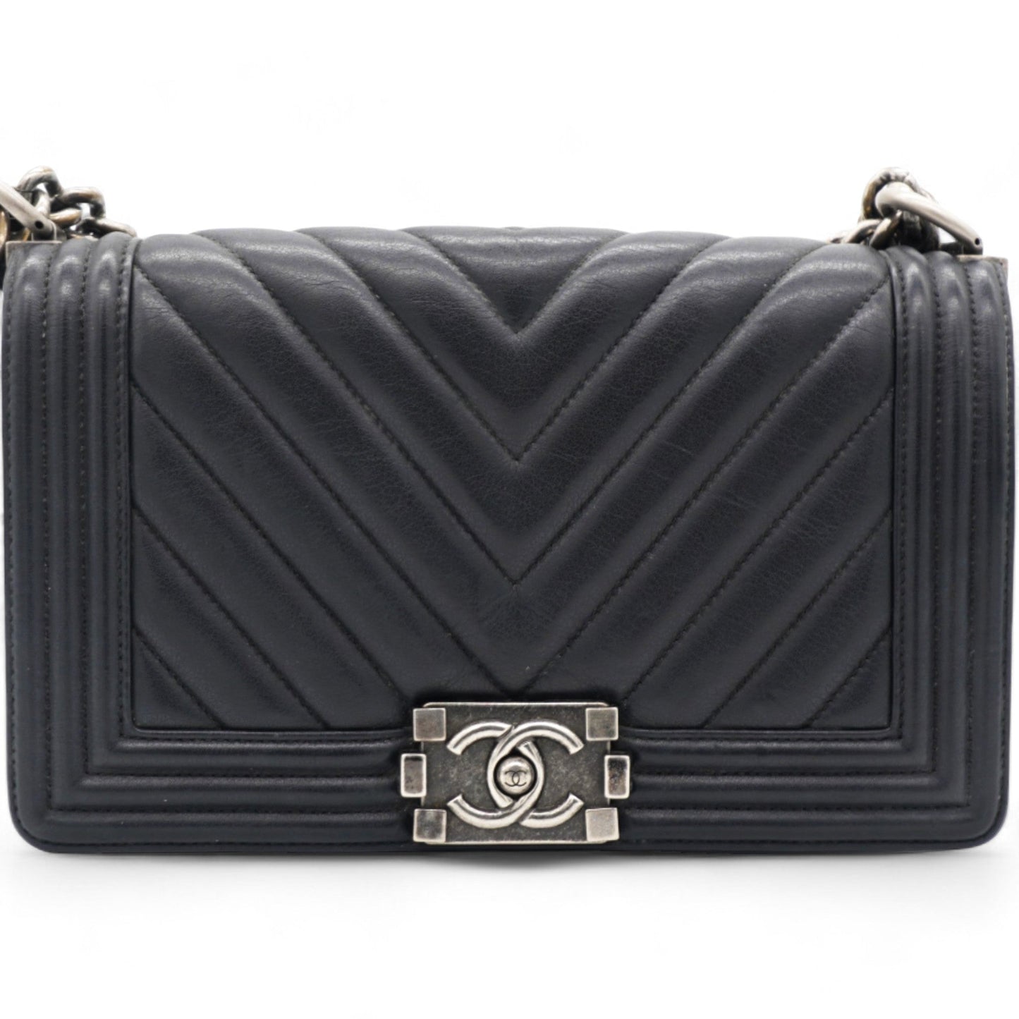 Chanel Calfskin Chevron Medium Boy Flap