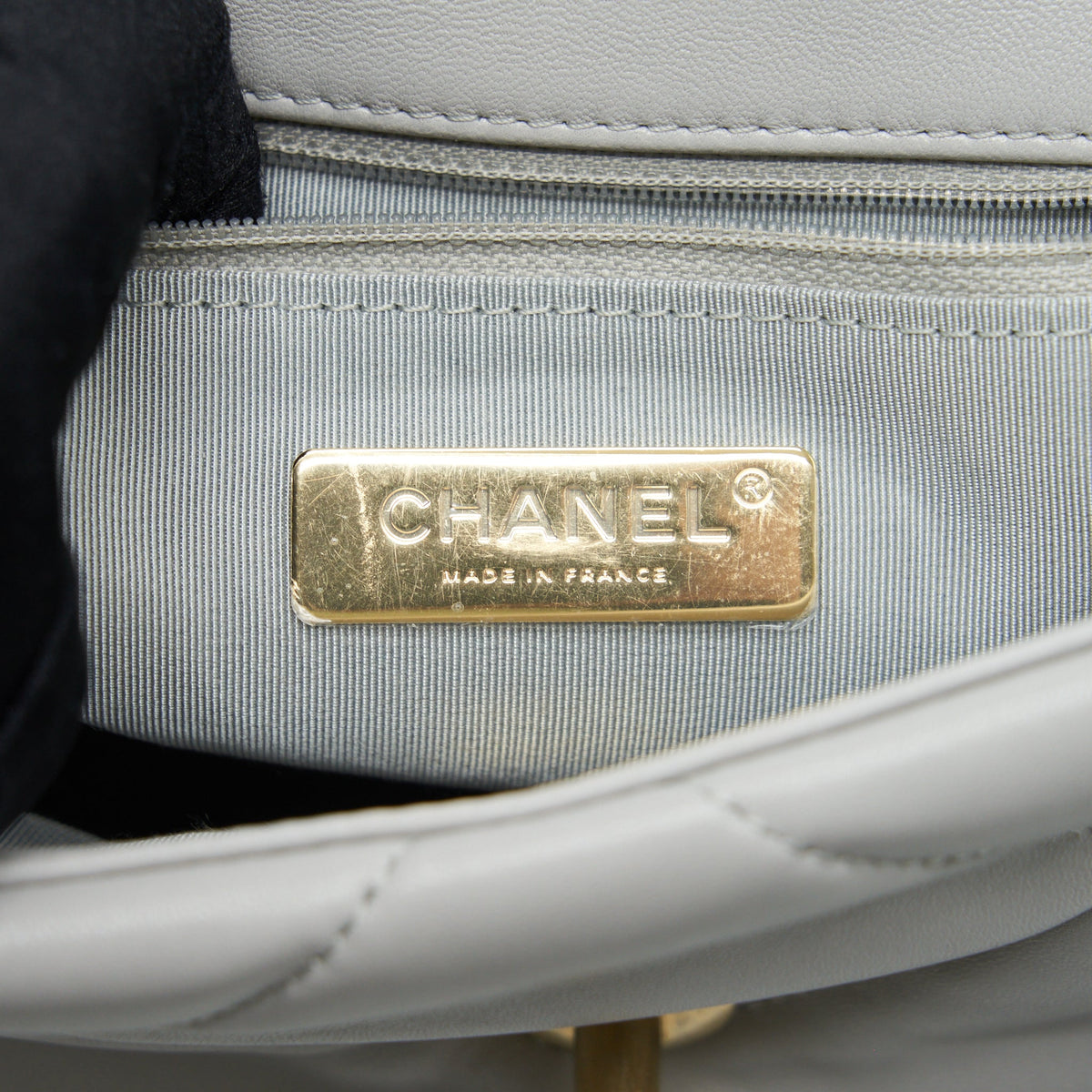 Chanel Small 19 Bag Lambskin Light Grey With Multicolour Hardware (Microchip)