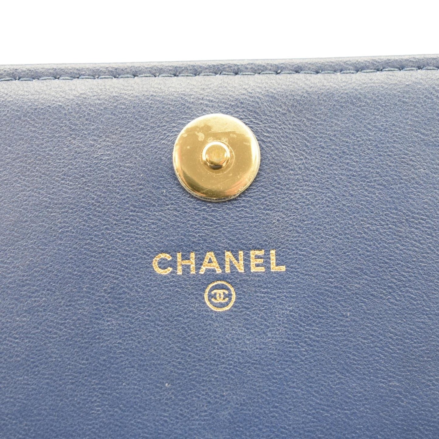 CHANEL Square Wallet On Chain Quilted Leather Crossbody Bag Blue