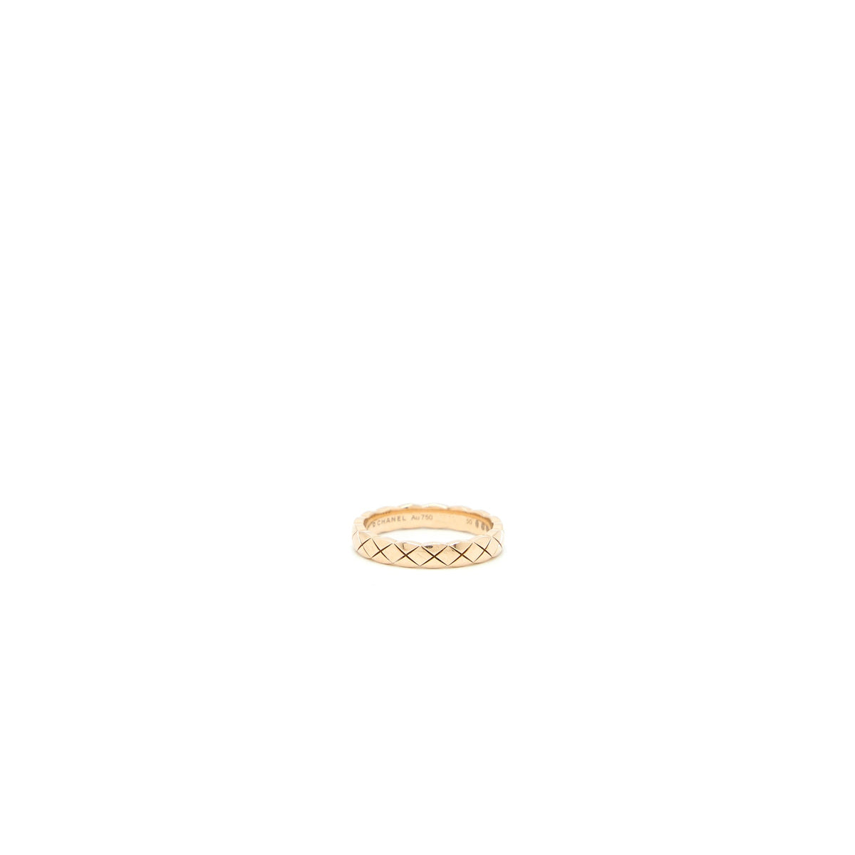 Chanel Size 50 Mini Version Coco Crush Ring Quilted Motif 18K Beige Gold