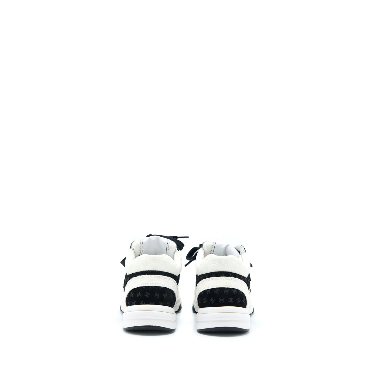 Chanel Size 35 22a Trainers Printed Suede/Calfskin Black/White