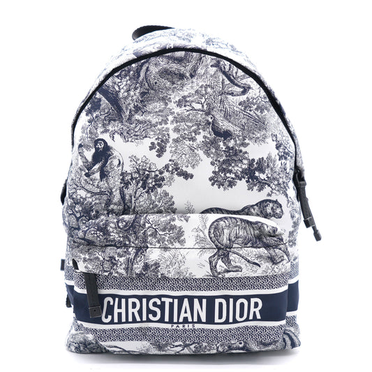 Dior Small Diortravel Backpack Blue Toile De Jouy Reverse Technical Fabric