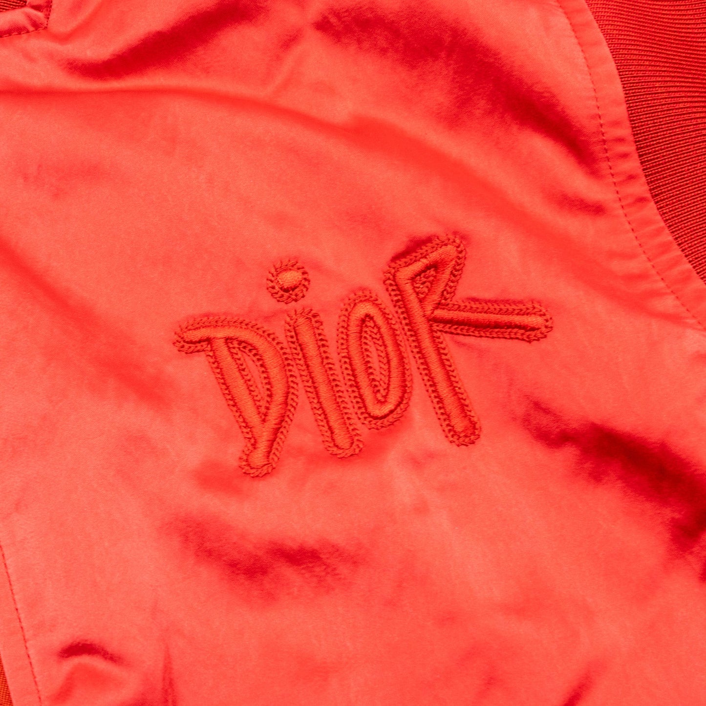 DIor Size 50 Shawn Stussy Limited Edition OX Zipped Bomber Jacket Polyamide Red
