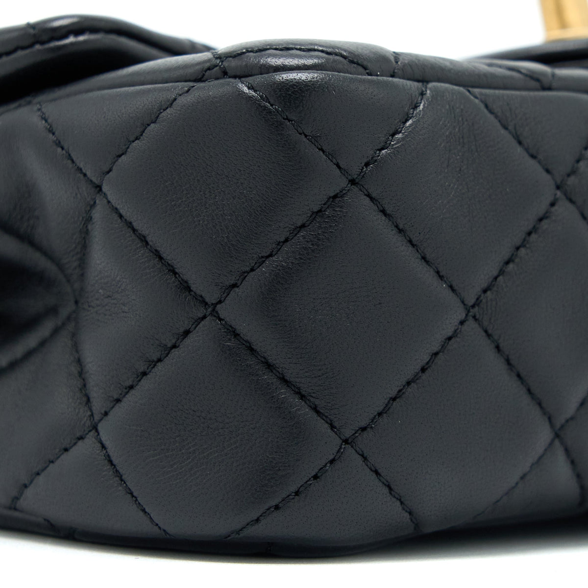 Chanel Pearl Crush Mini Rectangular Flap Bag Lambskin Black Brushed GHW