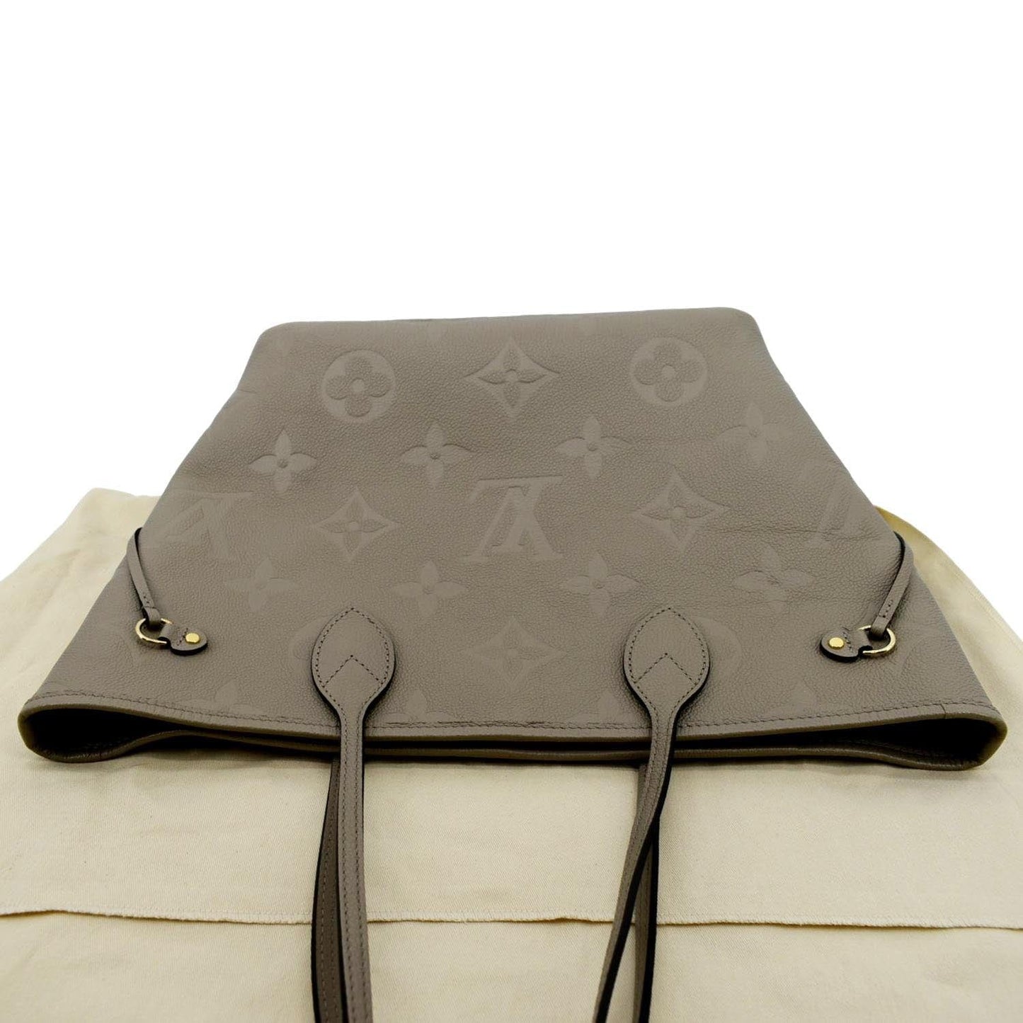 LOUIS VUITTON Neverfull MM Monogram Empreinte Tote Bag Tourterelle