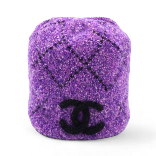 Chanel CC Logo Cashmere Hat Violet Purple