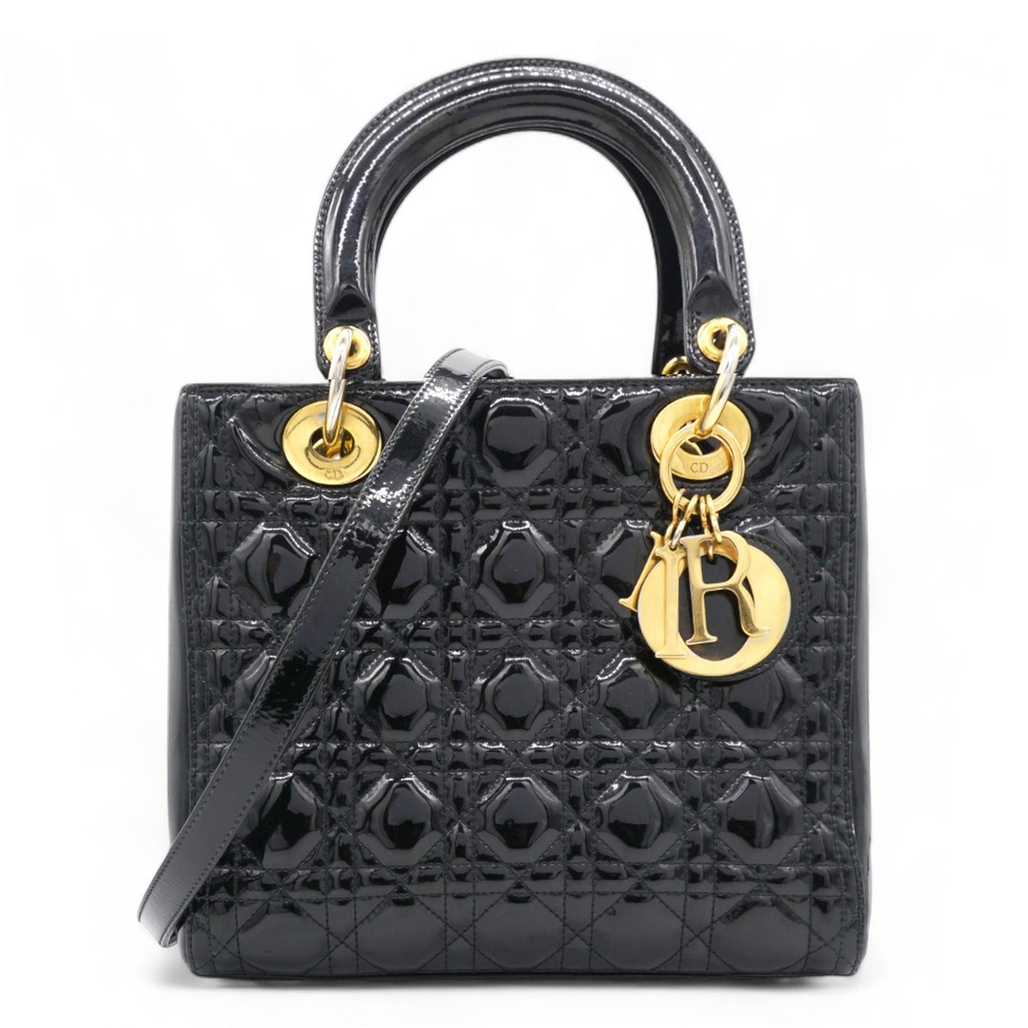 Dior Patent Cannage Medium Lady Dior Black