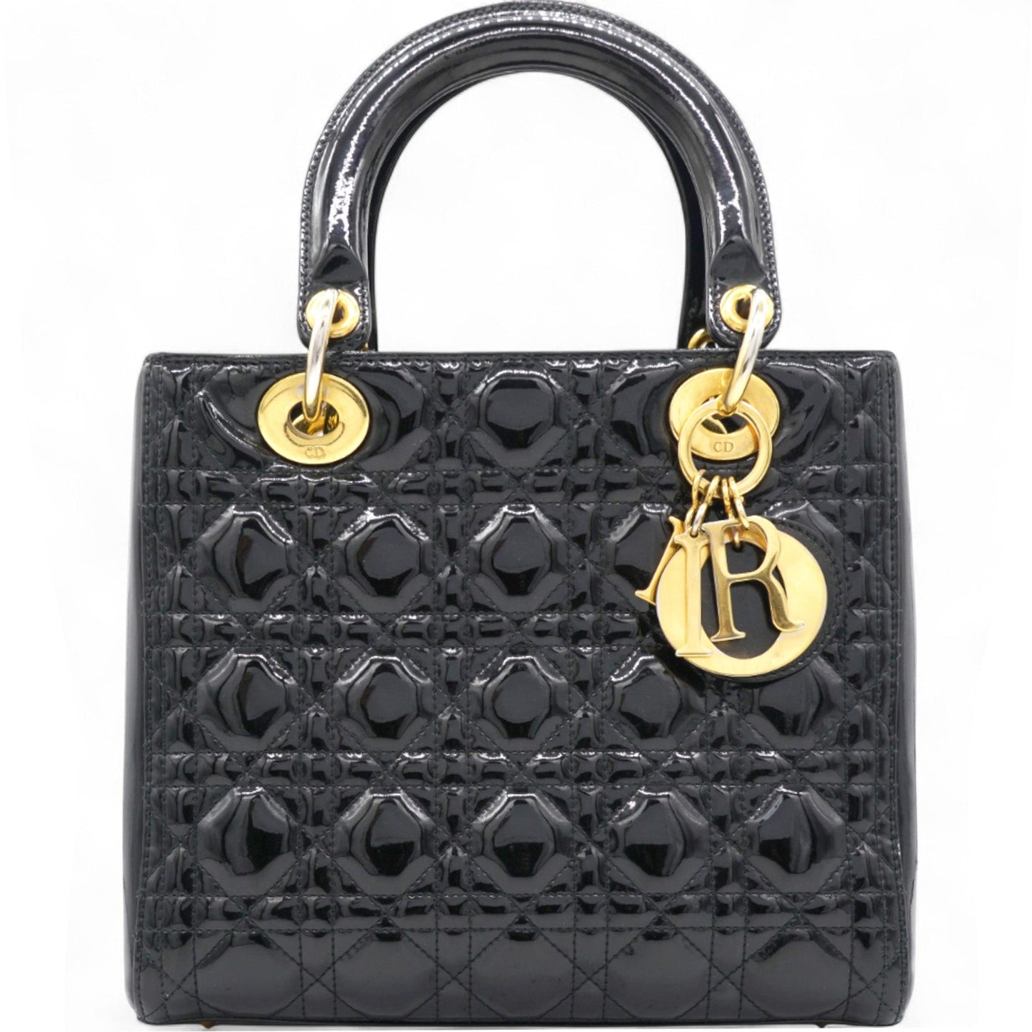 Dior Patent Cannage Medium Lady Dior Black