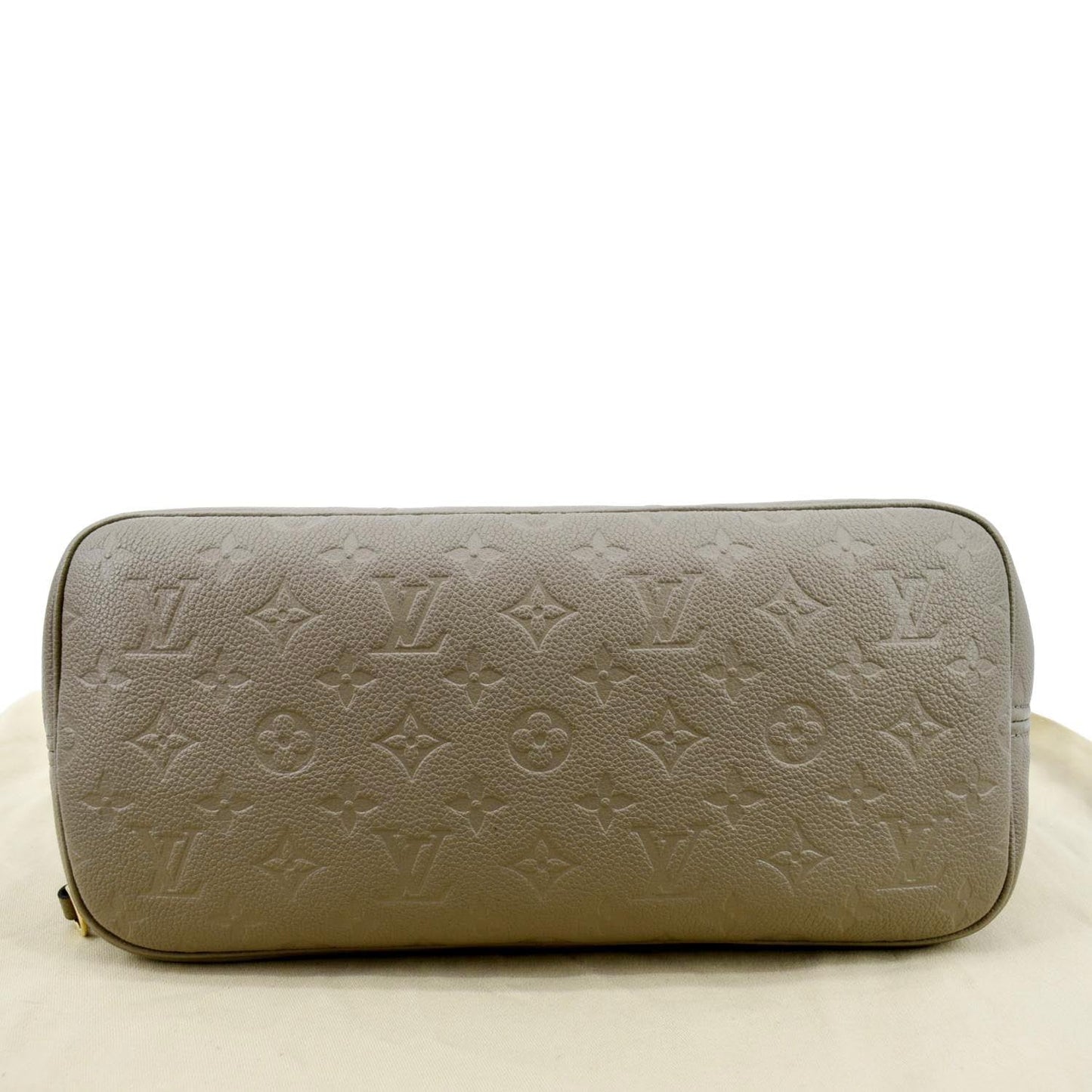 LOUIS VUITTON Neverfull MM Monogram Empreinte Tote Bag Tourterelle