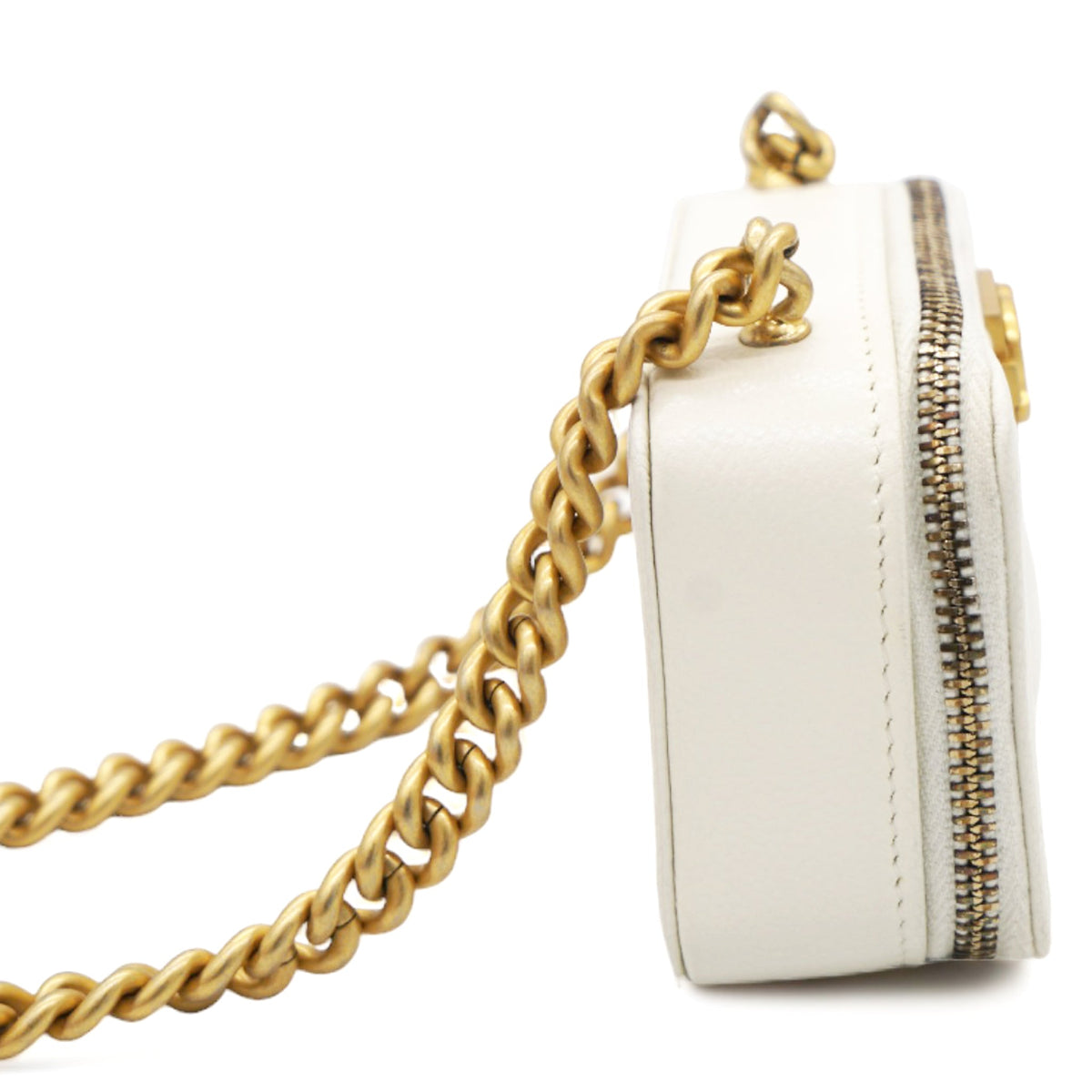 Chanel White caviar mini boy clutch on chain