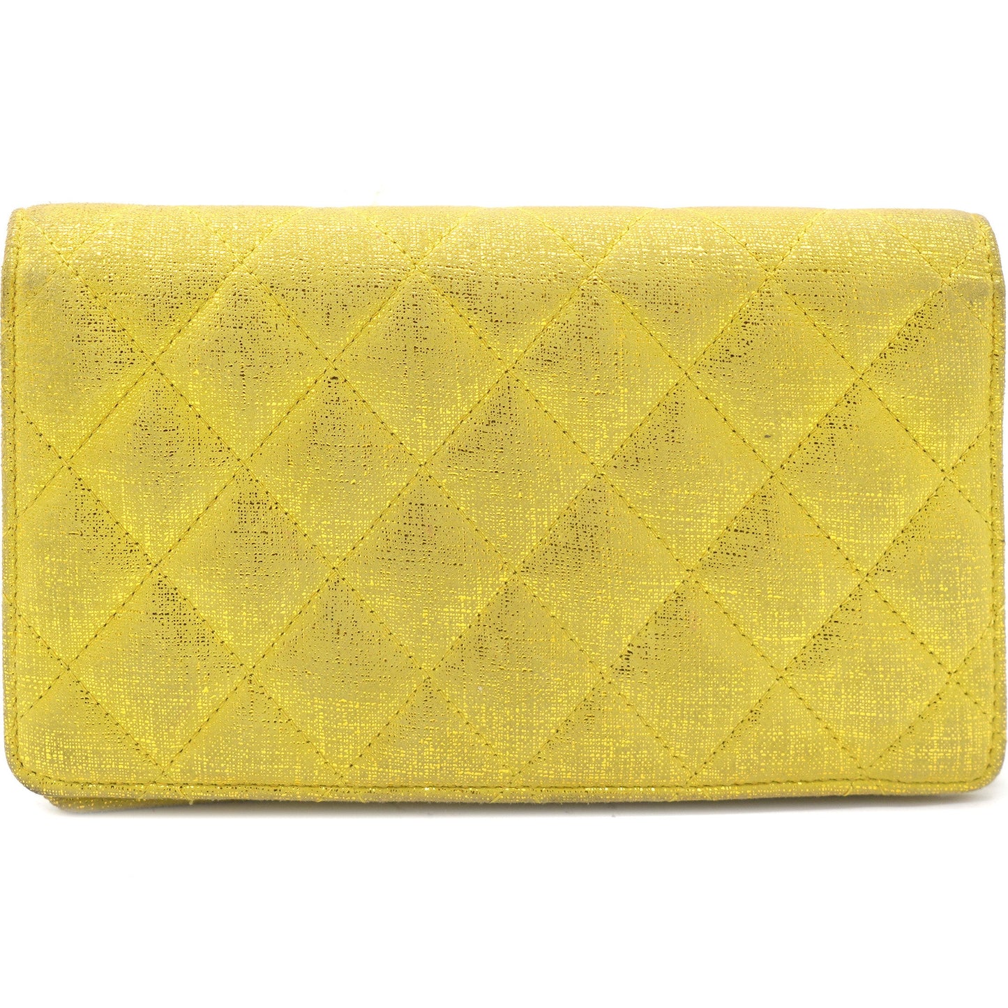 Chanel Calfskin Quilted Yen Wallet Textured Gold