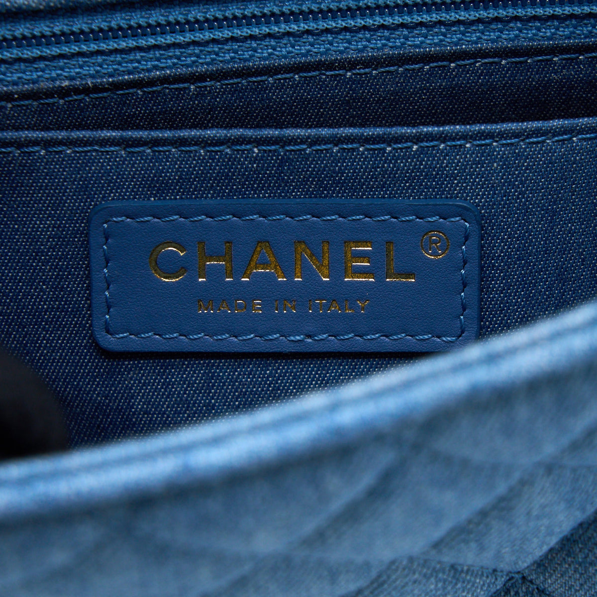 Chanel Pearl Crush Mini Square Flap Bag Denim Brushed GHW (Microchip)