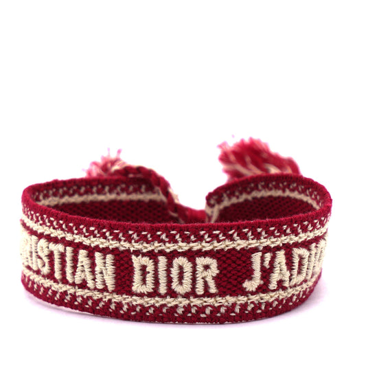 Dior Woven Cotton J'Adior Friendship Bracelet Red