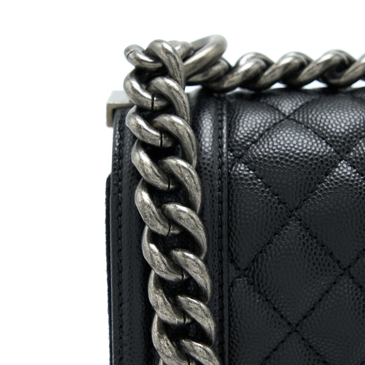 Chanel Small Boy Bag Caviar Black Ruthenium SHW (Microchip)
