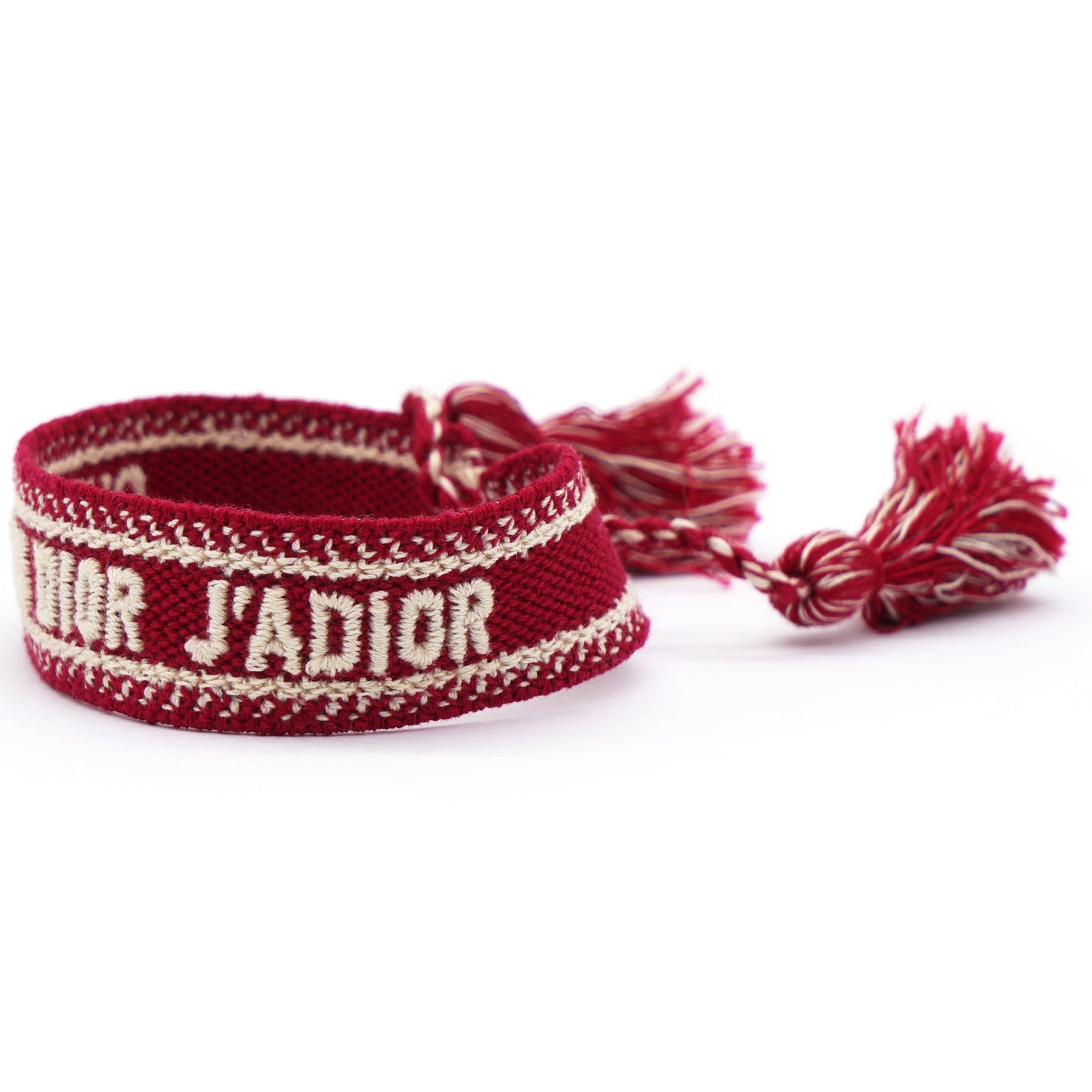 Dior Woven Cotton J'Adior Friendship Bracelet Red