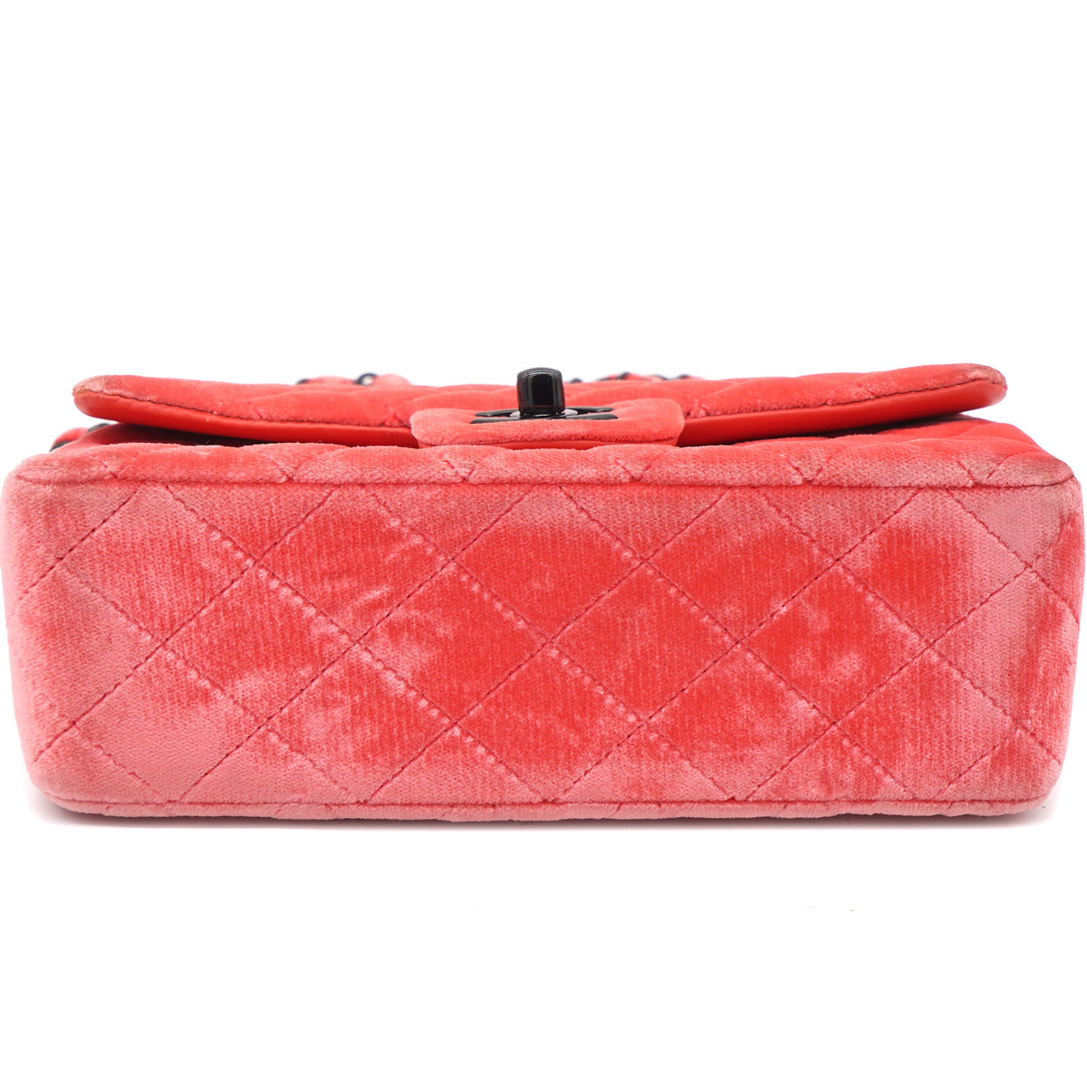 Chanel Velvet Quilted Mini Rectangular Flap Peachy Pink